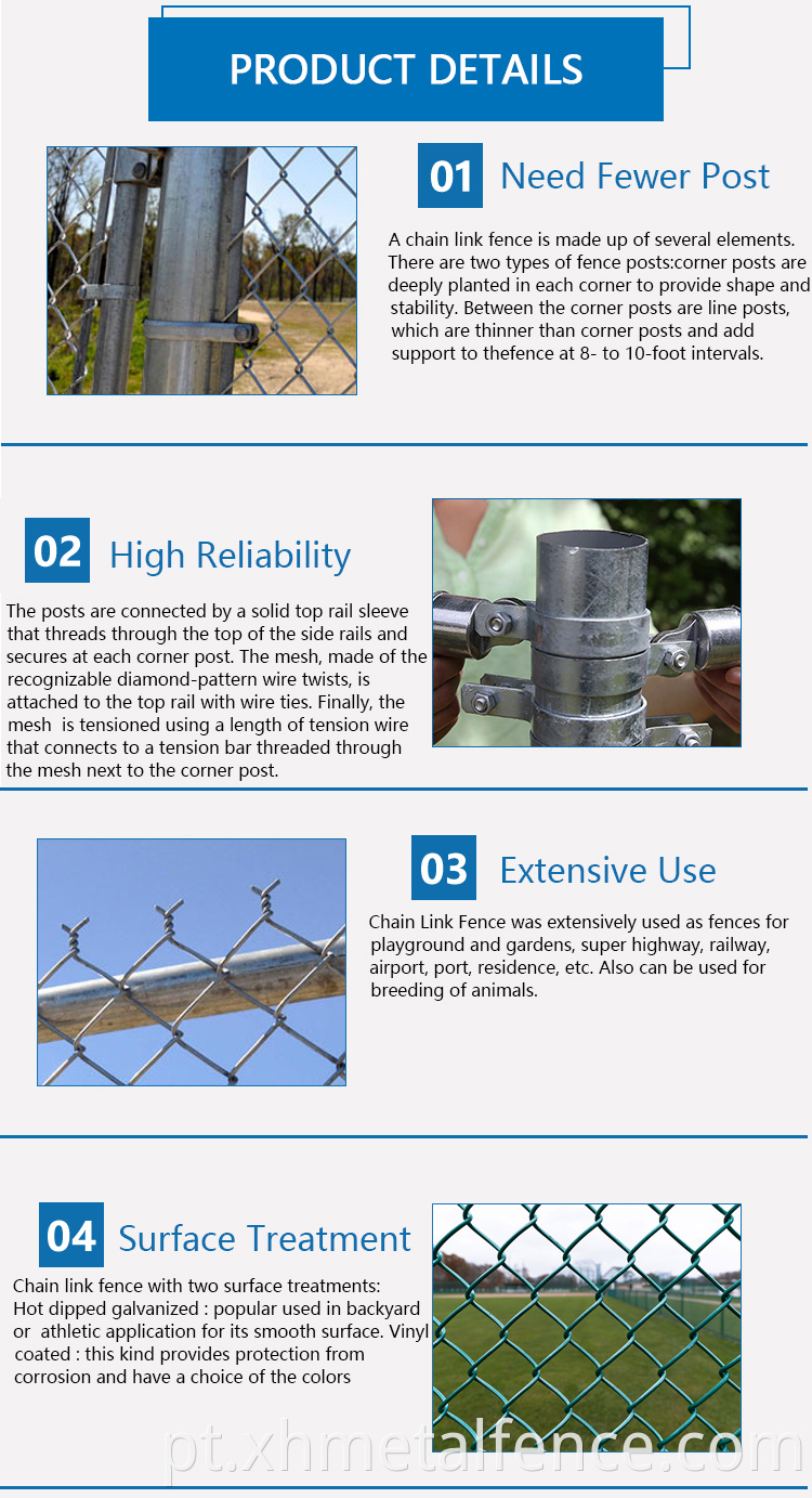 Link para cadeia Cerca galvanizada Hole de diamante Ciclone Fence Design